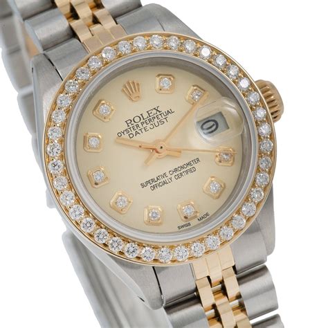 1996 rolex ladies 26mm datejust|ladies Rolex with diamond bezel.